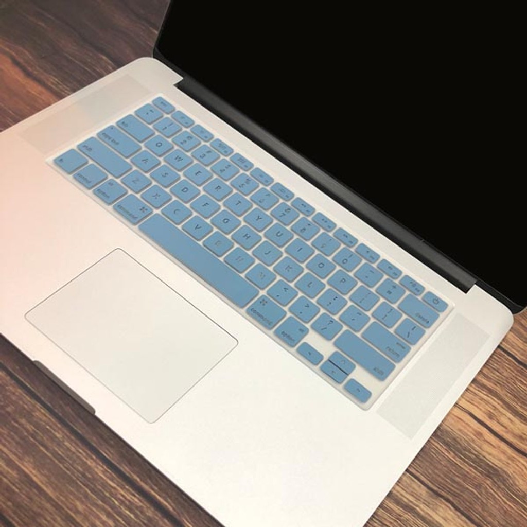 Combo ốp +phủ phím Macbook xanh pastel (Tặng kèm nút chống bụi và bộ chống gãy sạc)