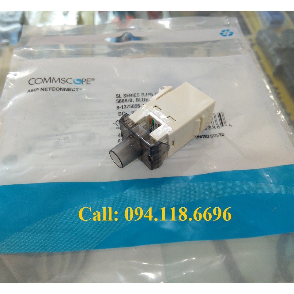 Modul Jack RJ45 nhân mạng Cat6 CommScope/AMP mã 1375055-1 (chân đồng)