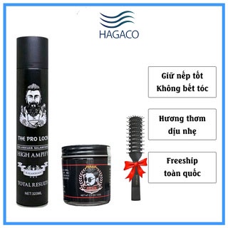 Combo Gôm The Pro Lock+Sáp Vuốt Tóc Railcar Pomade Cuzin+tặng lược tạo kiểu