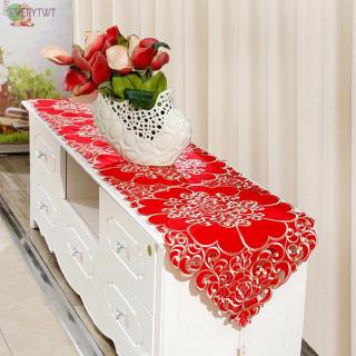 Khăn Trải Bàn Thiết Kế Hình Hoa Mẫu Đơn Màu Đỏ Trang Trí Tiệc