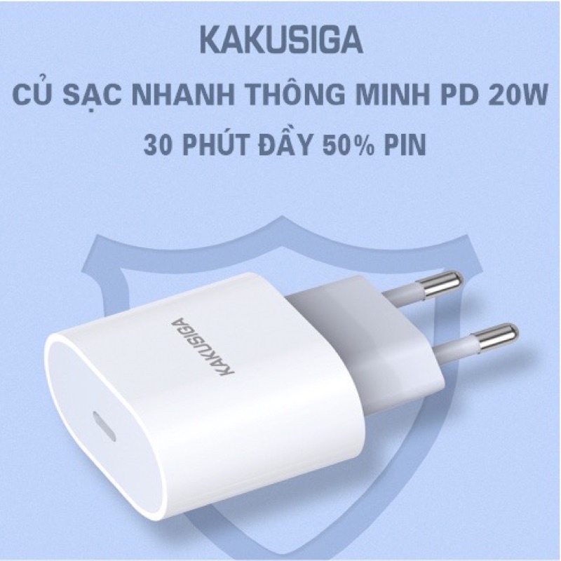 Củ Sạc Nhanh PD 20W -3.0A Chính hãng KAKU Cho iPhone -Type C mã KSC -500