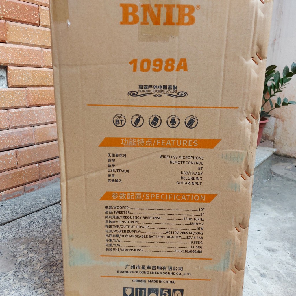 Loa kéo vỏ gỗ BNIB model 1098-Bass 25cm-THIẾT KẾ MỚI SIÊU ĐẸP-Sản phẩm chính hãng bảo hành 12 tháng