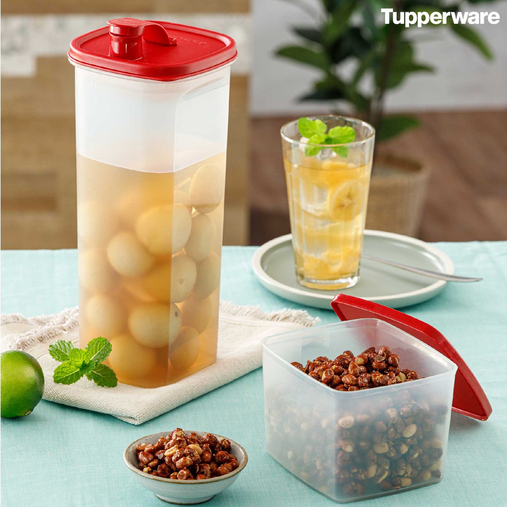 Bộ bình nước Tupperware Memberkit Tasty Set Gen II dung tích 2L có thang đo nắp mở nhựa nguyên sinh an toàn