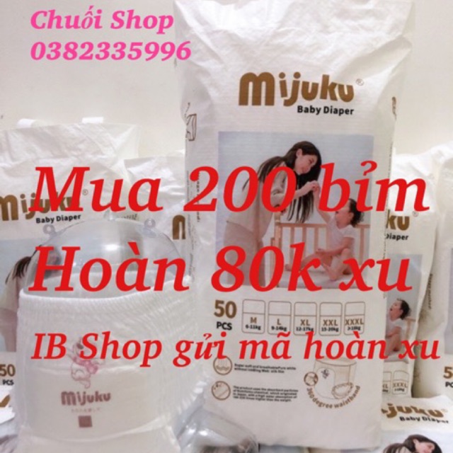 Combo 200 bỉm quần Mijuku đủ size M/L/XL/XXL/XXXL