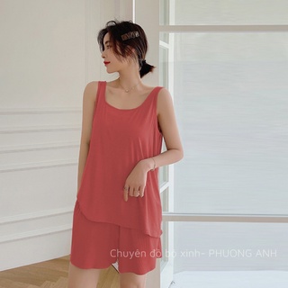 Bộ nữ áo ba lỗ kèm quần đùi 4 màu siêu xinh
