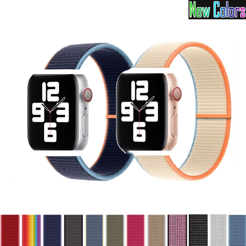 Dây đeo sợi nylon phong cách thể thao cho iWatch Watch Series 1 2 3 4 5 6 SE 38mm 40mm 42mm 44mm Series 7 41mm 45mm