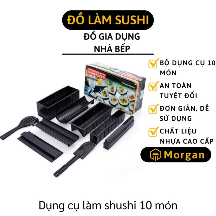 Khuôn Làm Sushi - Bộ Dụng Cụ Làm Cơm Cuộn 10 Món Chế Biến Món Sushi tại nhà 3778