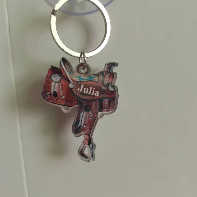 Móc Khóa Hình Yên Ngựa Bằng Acrylic Màu Trơn Phong Cách Phương Tây