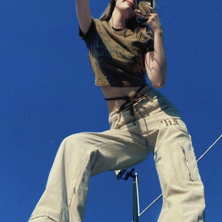 Áo Thun Ngắn Tay Phối Dây Phong Cách Retro Thời Trang Cho Nữ 2022