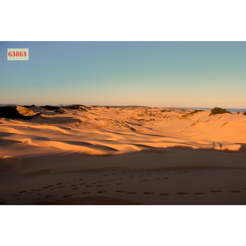 Tranh dán tường 3D cảnh cánh đồng, sa mạc cát bao la bát ngát, thác nước, mây trời như tiên cảnh