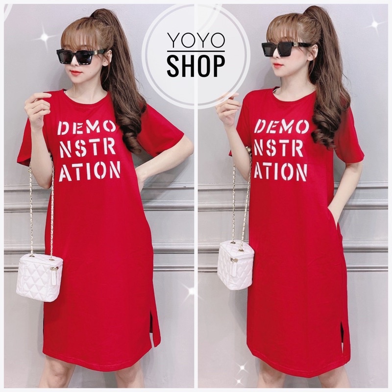 Đầm Bigsize Dáng Suông Thun Thái Cao Cấp Cổ Tròn Có Túi Xẻ Tà Form Từ 50-75kg | BigBuy360 - bigbuy360.vn