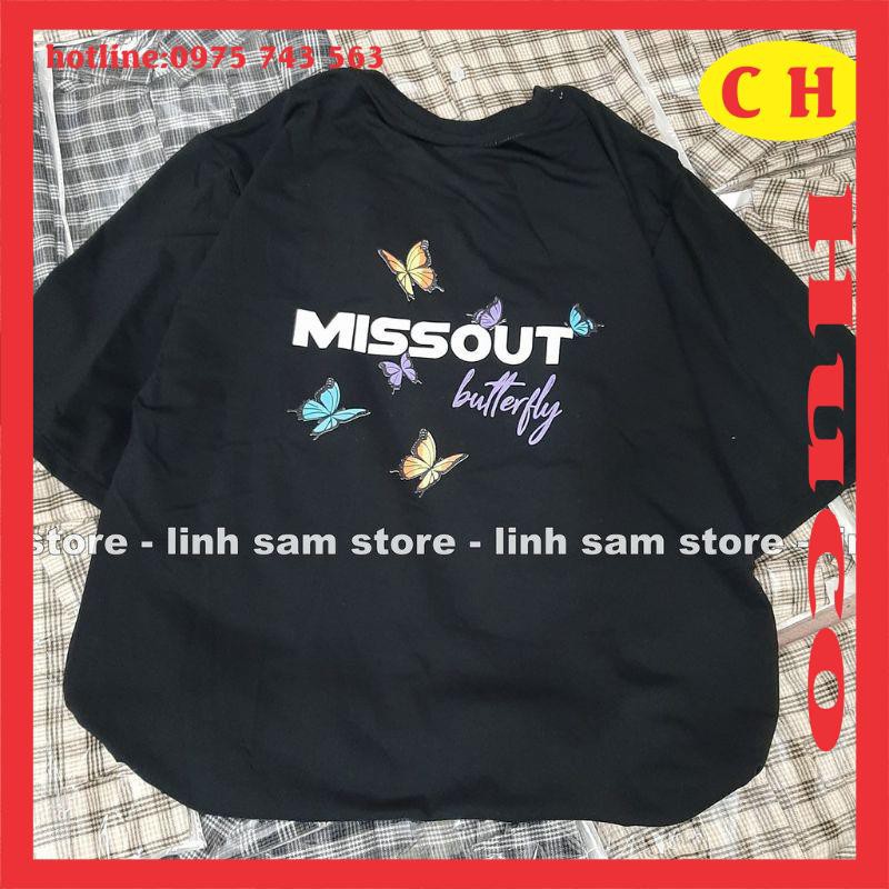 áo thun tay lỡ form rộng unisex🦋áo phông missout nam nữ oversize in hai mặt unisex🦋chất cotton kèm phụ kiện túi đeo chéo