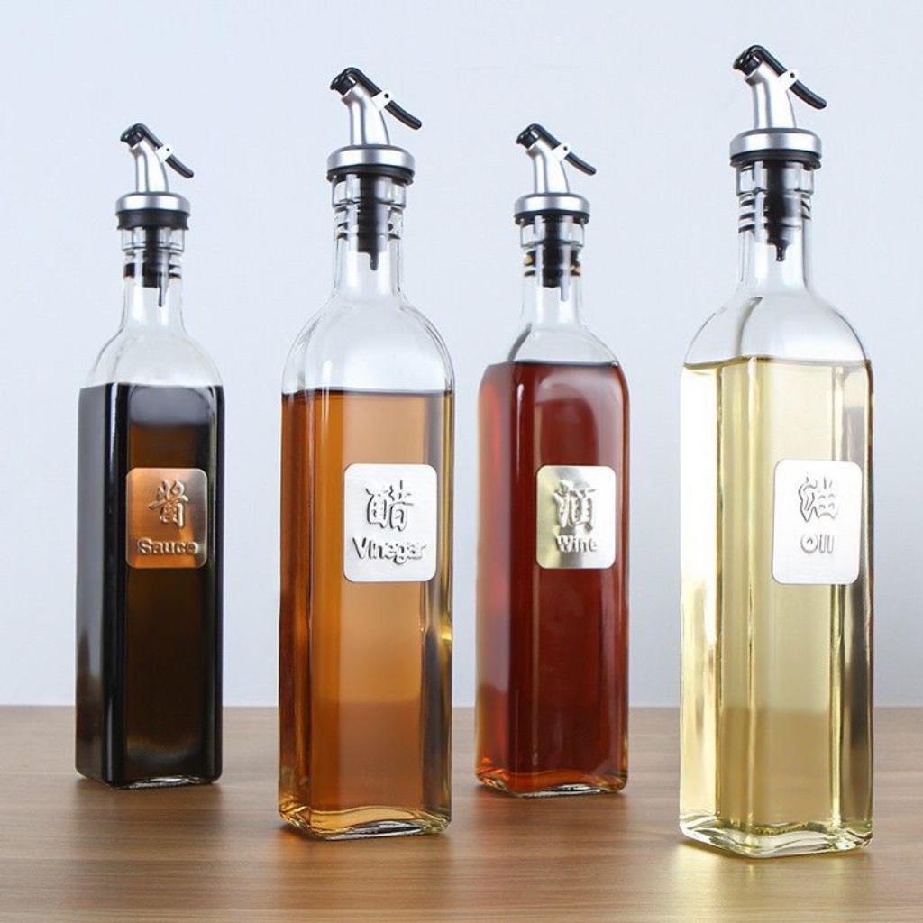 Bình đựng dầu ăn, chai đựng nước mắm,gia vị thủy tinh 500ML có vòi rót thông minh đồ dùng nhà bêp