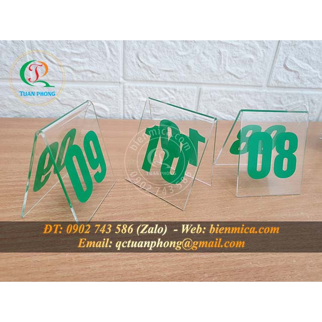 Số Bàn Mica trong 3mm  Số Bàn Mica Đài Loan 6*7cm cho quán cà phê,quán ăn
