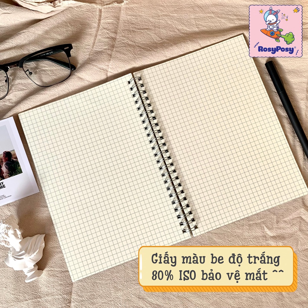 [100% Ảnh Chụp Thật] Sổ Tay Gáy Xoắn Lò Xo Bìa Còng B5/A5/A6 Nhựa Trong Suốt Bullet Journal Chất Giấy Cực Đẹp - RosyPosy