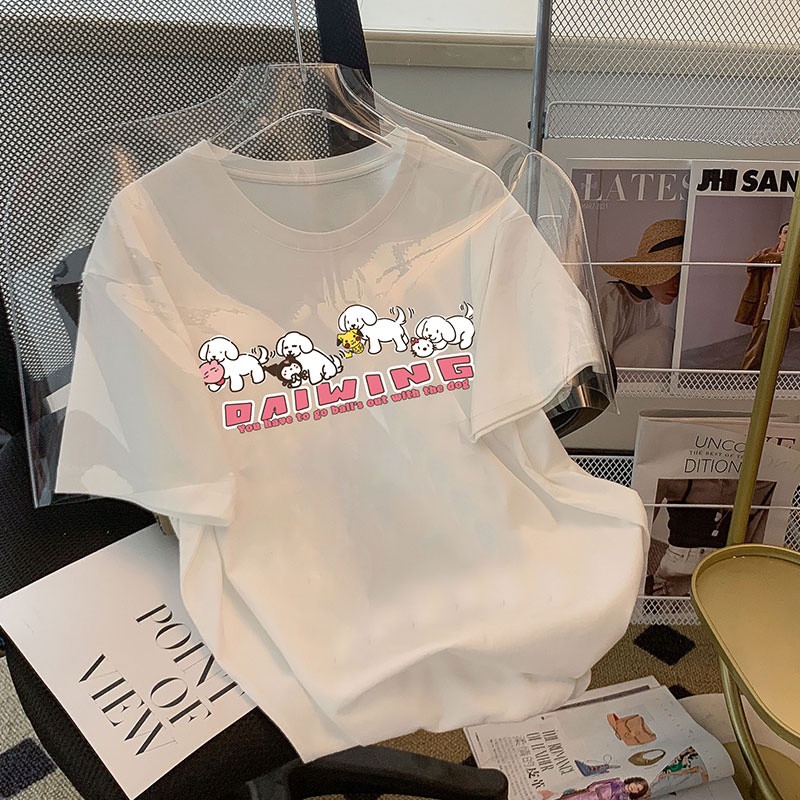 Áo thun HIIXIIVI 100% cotton tay ngắn cổ tròn in chữ phong cách Hàn Quốc thời trang mùa hè 2022 cho nữ