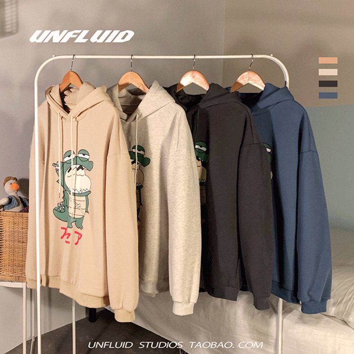 Áo sweater hoodie in hình khủng long dáng rộng nhiều màu cho nam | BigBuy360 - bigbuy360.vn