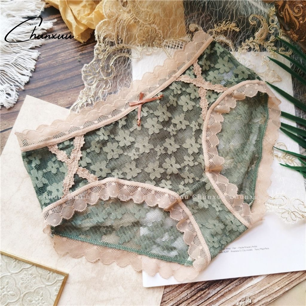 Quần lót nữ ren hoa cao cấp CHUNXUU chất liệu mềm mại kháng khuẩn, màu trung tính ngọt ngào - QC72