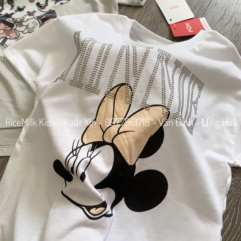 Áo phông cotton cho bé gái hình mickey xuất dư xịn