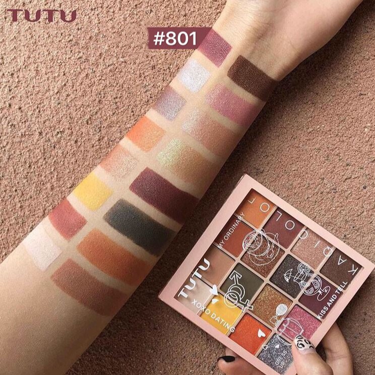 [Mã COSHOT28 hoàn 8% xu đơn 250K] Bảng phấn mắt Tutu 16 ô màu 802 KAQI COLOR tông đào dupe Mood Recipe kèm review thật