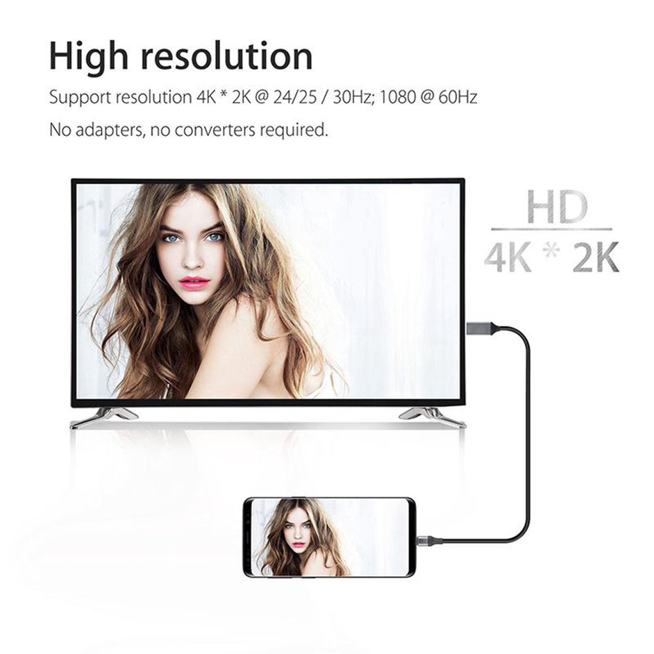 Dây Cáp Chuyển Đổi Cổng Type-C Sang Hdmi Hdtv 4k Cho Samsung Galaxy Note 8 9 S10 + Plus Type-C android