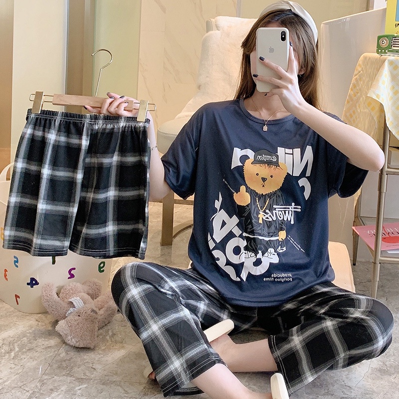 Đồ bộ nữ mặc nhà in hoa in thỏ in họa tiết dễ thương chất thun mềm mịn mát DB1