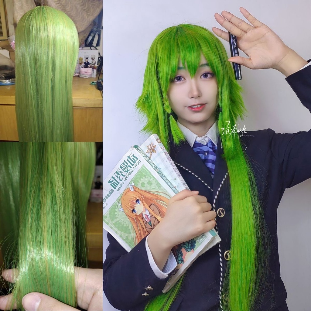 [order/không có sẵn] wig/tóc giả nữ cơ bản 100cm/1m cosplay màu xanh lá xanh rêu xanh dương xanh biển tím