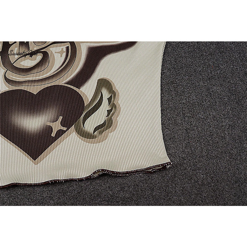 Áo Thun Sát Nách Cổ Chữ V Họa Tiết Hoạt Hình Phối Màu Tương Phản Thời Trang 2022 Cho Nữ