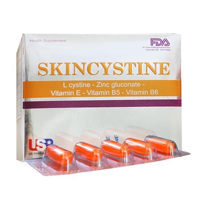 Skincystine US Pharma viên uống hỗ trợ trị mụn, bệnh da liễu, Hộp 60 viên