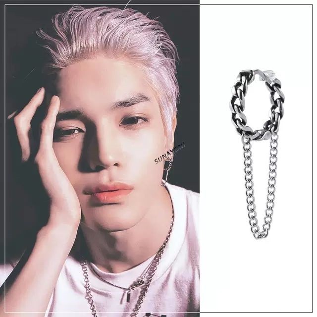 Bông tai titan chain hoop phối xích không gỉ Taeyong NCT