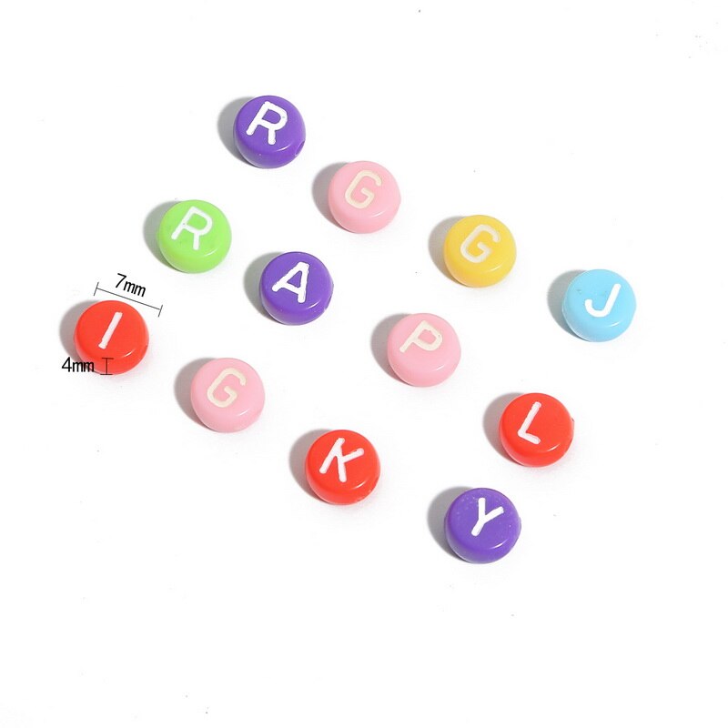 Set 100 hạt nhựa acrylic họa tiết chữ cái làm trang sức thủ công
