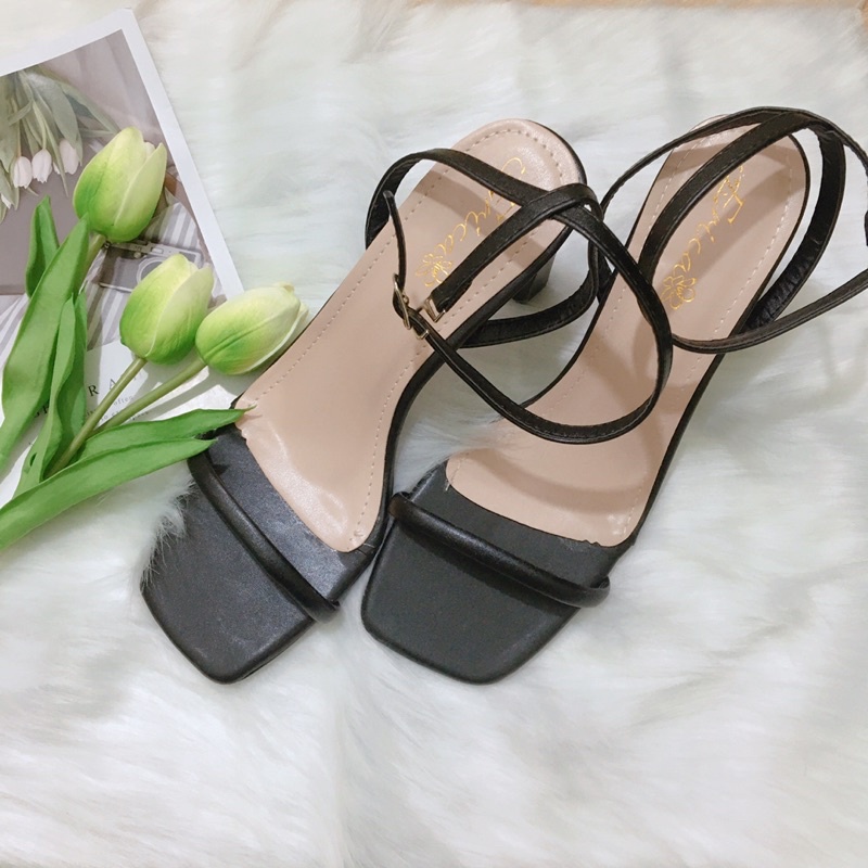 Dép/Sandal cao gót 7 cm quai đan chéo ôm chân sang chảnh S26