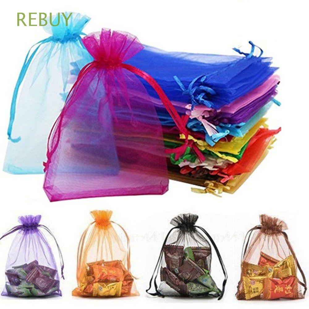 Set 100 túi lưới dây rút đựng trái cây chống chim chóc côn trùng