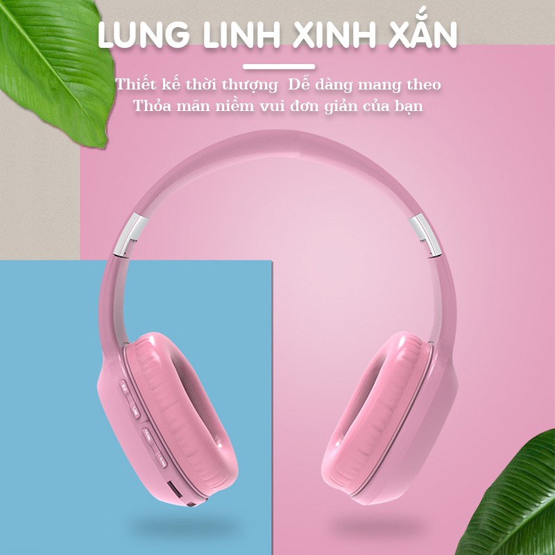 Tai nghe Bluetooth không dây chơi game chụp tai KD48 âm thanh siêu trầm 5.0, gọi thoại HD Micro  jack cắm 3.5mm