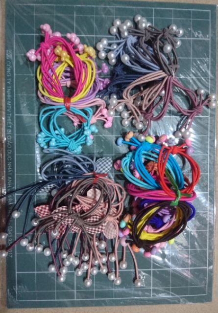 Set 10 buộc tóc hàn quốc cute hạt bi nhiều mẫu