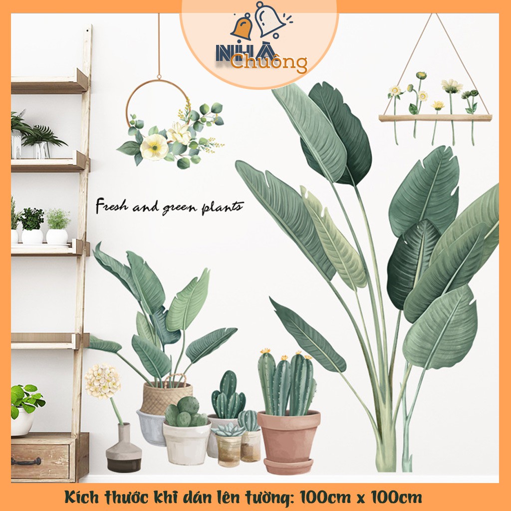 Decal dán tường Hàn Quốc trang trí nhà cửa, phòng làm việc hiện đại, sang chảnh (C53: Cây chuối cảnh)