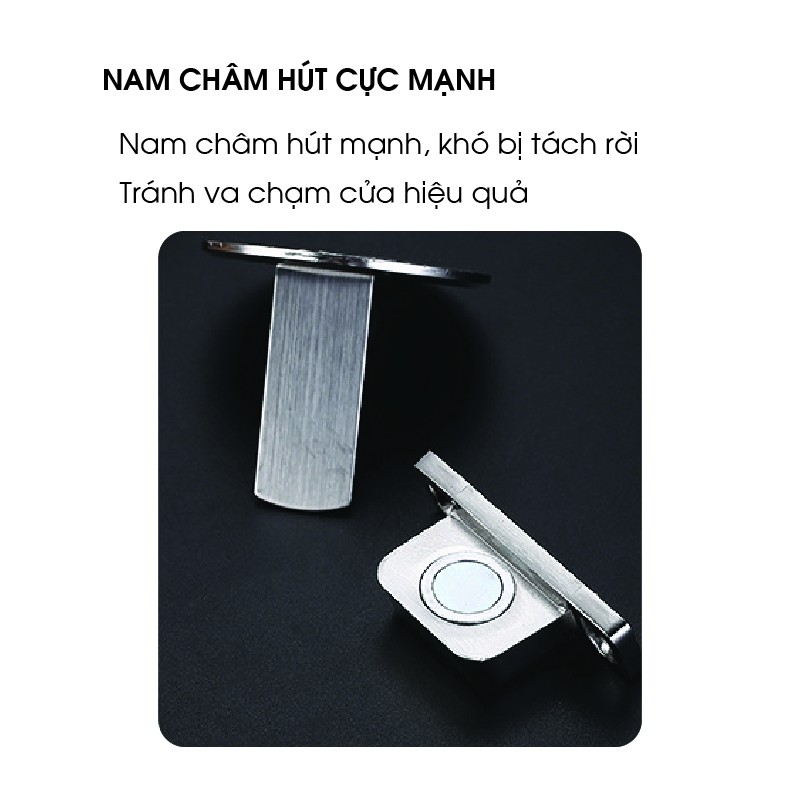 Chặn Cửa Chống Va Đập, Hút Nam Châm Dán Sàn bằng kẽm chống rỉ thông minh - kèm miếng dán và ốc vít HUDISHOP GD306