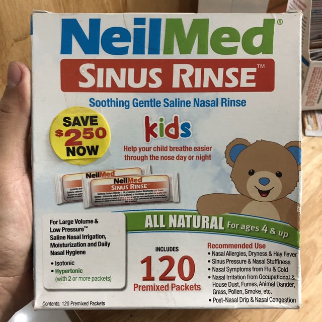❤️ [Date 2024] Combo 10 gói Muối sinh lý rửa mũi trẻ em Neilmed Sinus Rinse Kids Mỹ