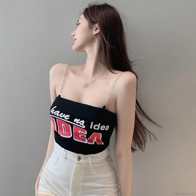 Áo Tank Top Hoạ Tiết Chữ Phong Cách Hàn Quốc Quyến Rũ