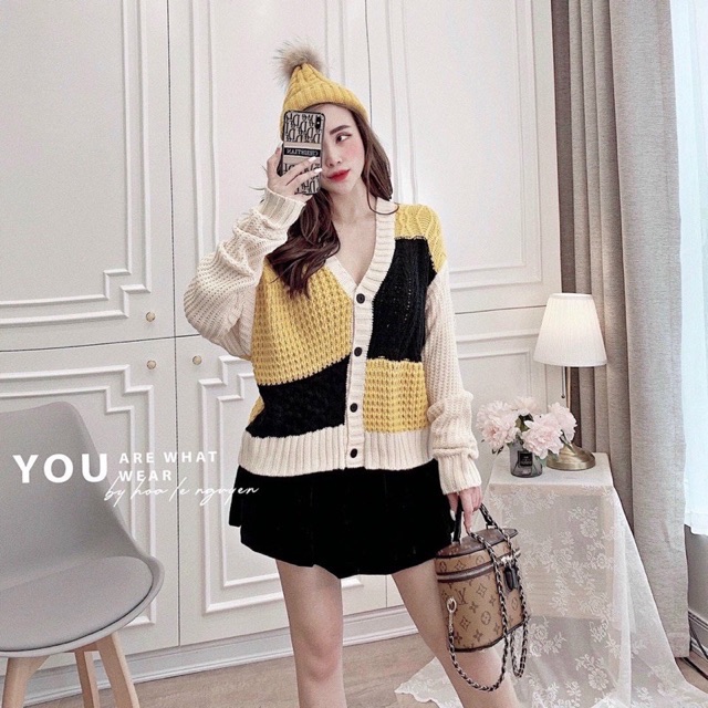 Áo cardigan kẻ ô hàng đẹp Quảng Châu