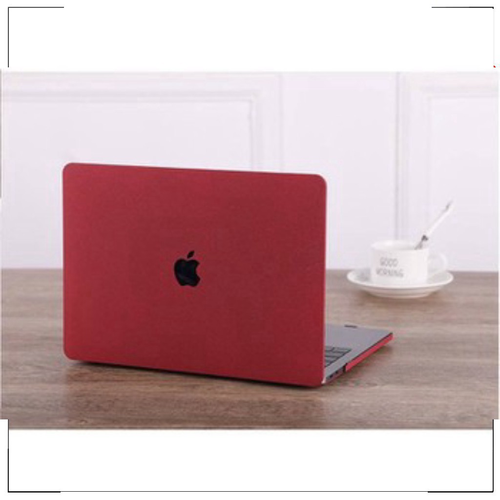 Case Macbook Air 13"(2018-2020) màu đỏ booc đô + đen (Tặng kèm Nút chống bụi + bộ chống gãy sạc)