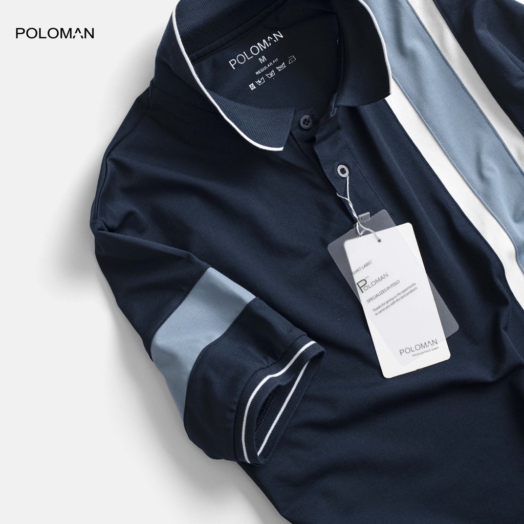 Áo Polo nam cổ bẻ phối UZA vải cá sấu Cotton xuất xịn,chuẩn form,sang trọng-lịch lãm màu XANH P45 - POLOMAN | BigBuy360 - bigbuy360.vn