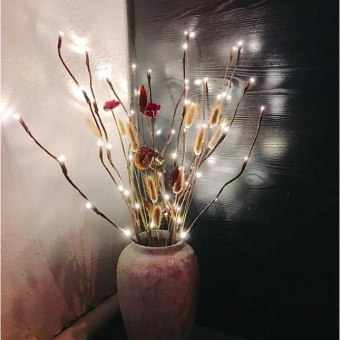 Bộ 20 Đèn Trang Trí Bình Bông, Hoa Giả Nhiều Màu LED