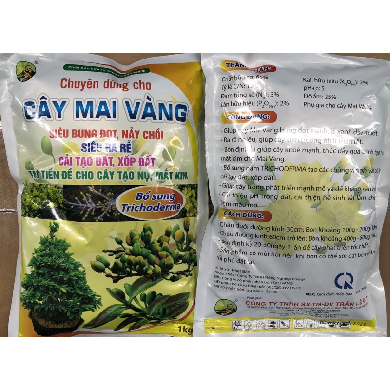 [Mã LIFEXANH03 giảm 10% đơn 500K] [ Chuyên Dùng ] Phân Bón Cho Cây Mai Vàng 1Kg - Phân Bón Cuốc Vàng