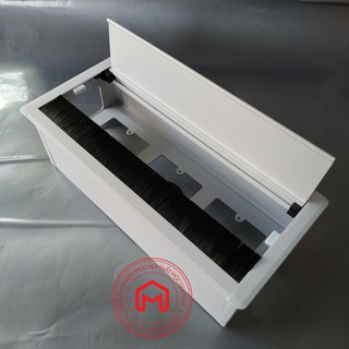 Hộp điện nhôm âm bàn nắp lật giảm chấn lắp cho bàn họp hoặc bàn làm việc