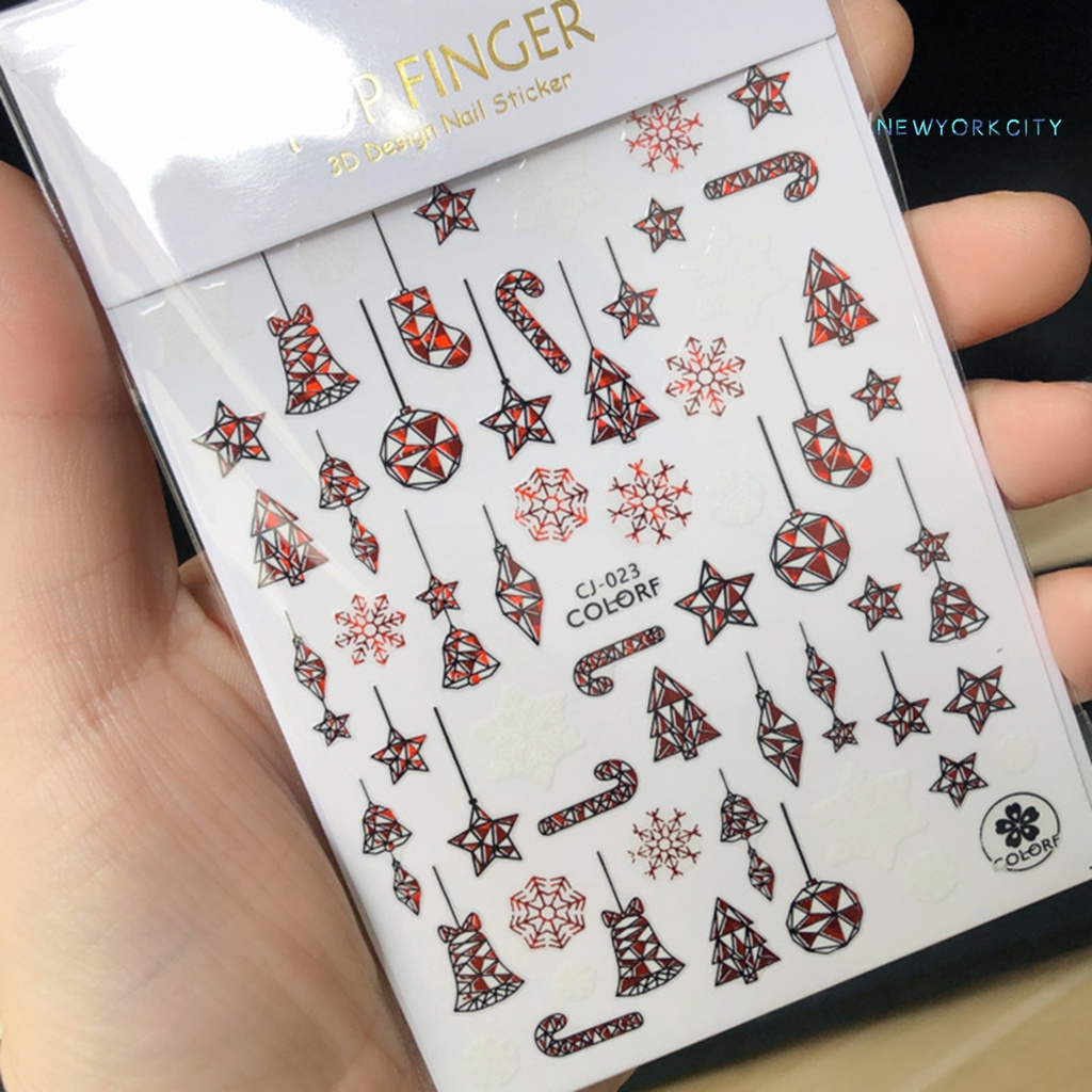 Miếng Dán Trang Trí Móng Tay Hình Bông Tuyết Giáng Sinh Ba Chiều Siêu Mỏng DIY