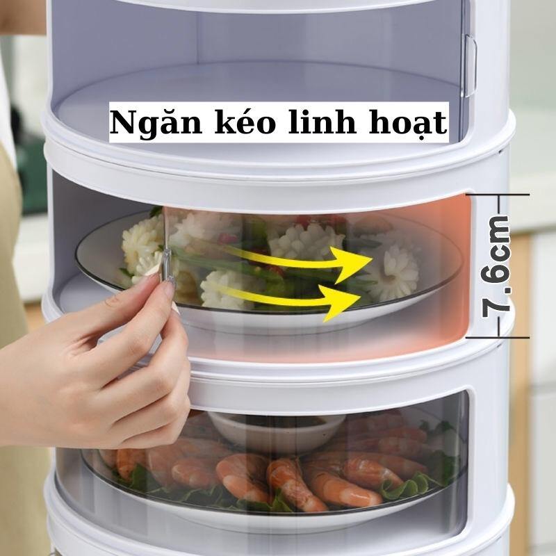 Lồng bàn 5 tầng giữ nhiệt Hộp đựng thức ăn tiện lợi chống bụi nhựa cao cấp