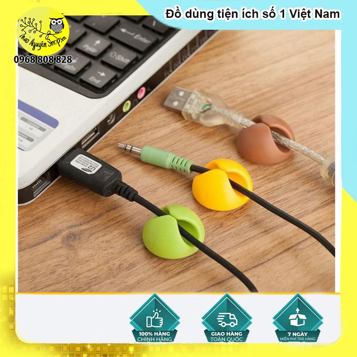 Combo 6 nút silicon dán kẹp dây điện và tai nghe-T3A3