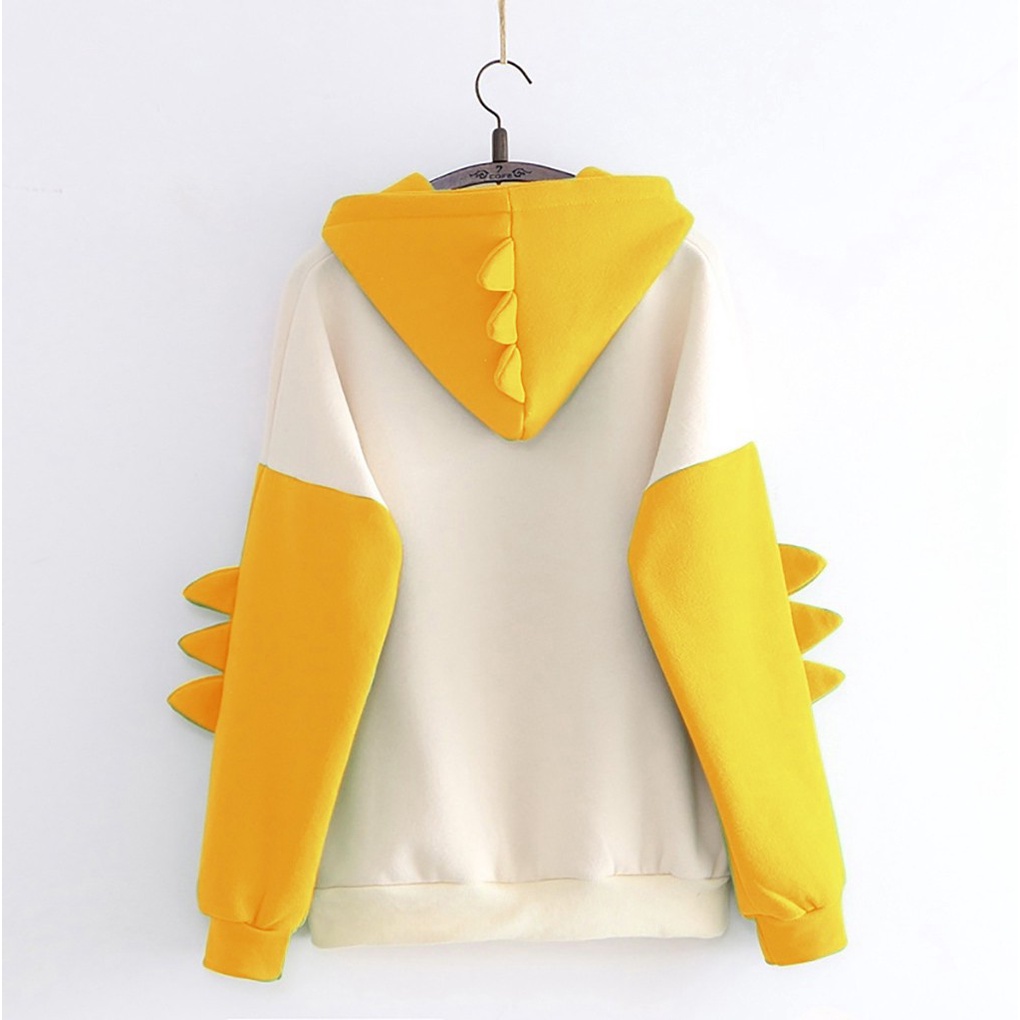 Áo hoodie nữ dây rút tay dài in hình khủng long hoạt hình nhiều màu sắc dễ thương | BigBuy360 - bigbuy360.vn