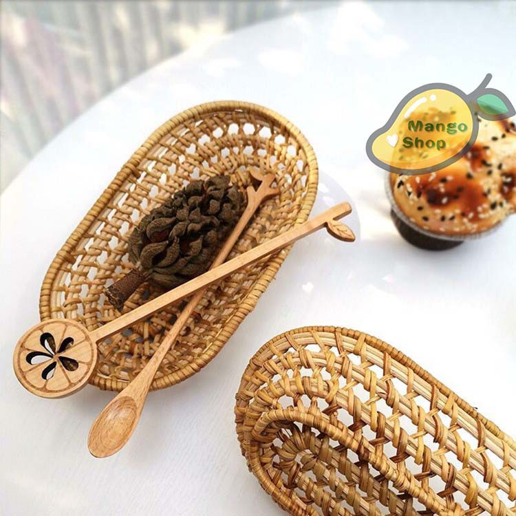 Giỏ mây xinh xắn ( Khay đan mây đựng đồ decor chụp ảnh )